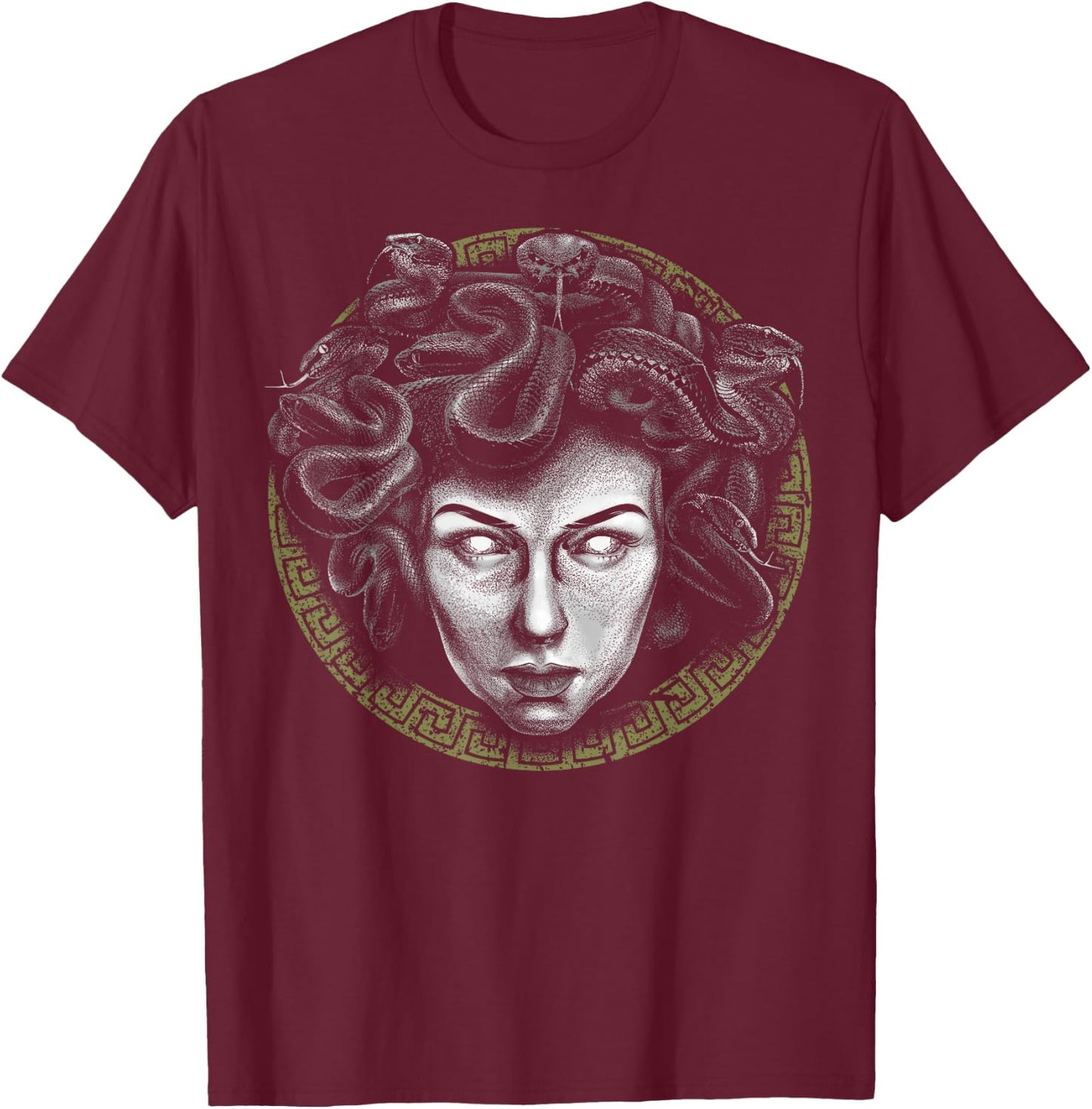 Medusa Head Face Greek Mythology Snake Goddess Mythologist T-Shirt - T-Shirt | Maroon