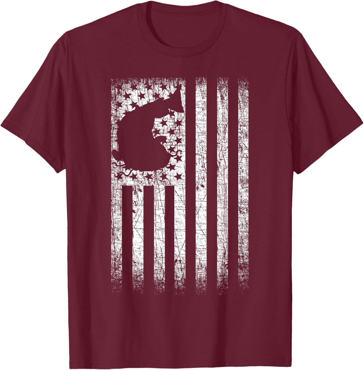 Catfishing American Flag - Catfish Angler Fisherman T-Shirt - T-Shirt | Maroon