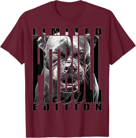 Hip Hop Y2K Streetwear Fashion Damen Herren Hund Pitbull T-Shirt - T-Shirt | Maroon