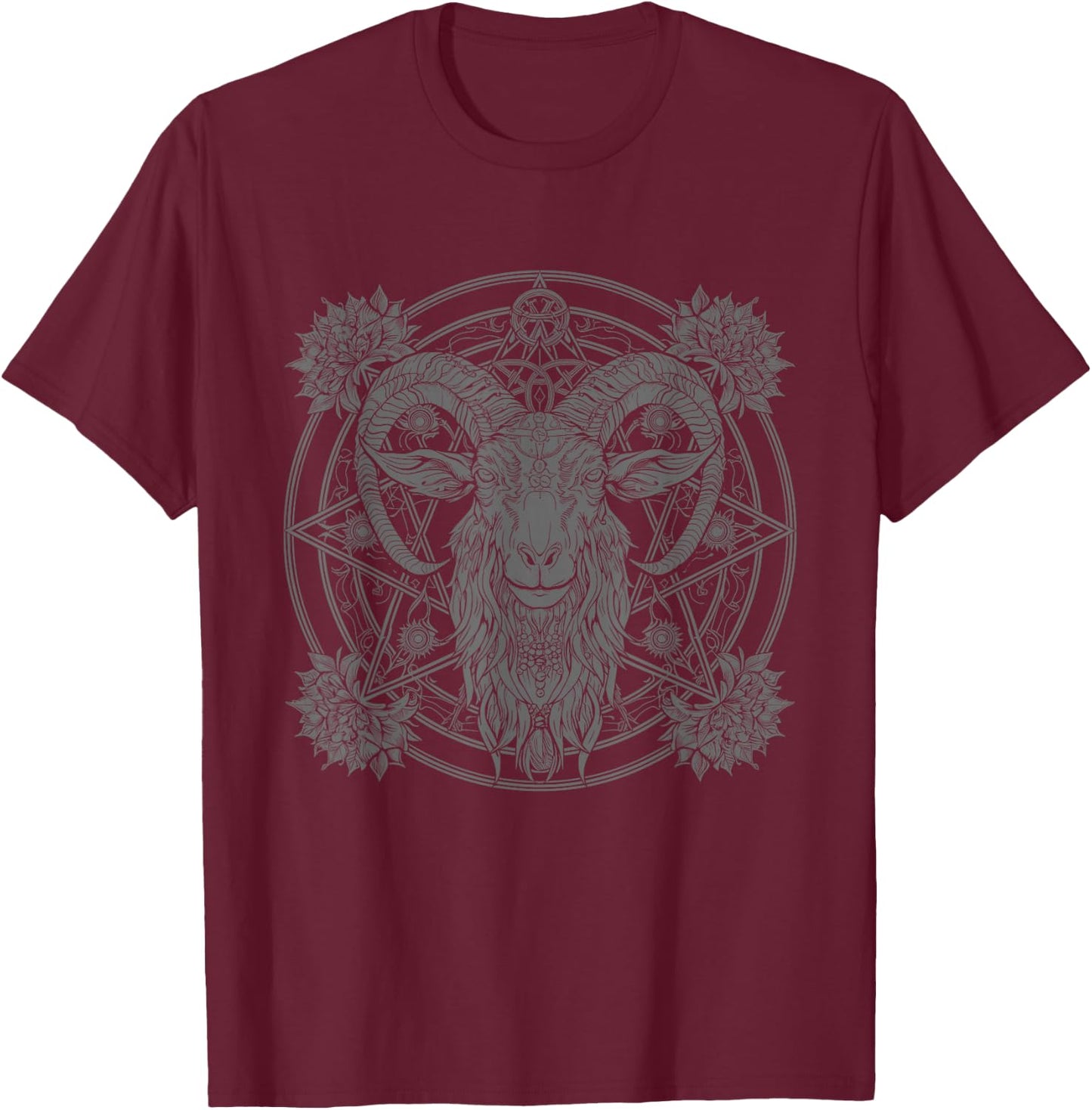 Satanic Goat Baphomet Satanism Halloween Metal Head T-Shirt - T-Shirt | Maroon