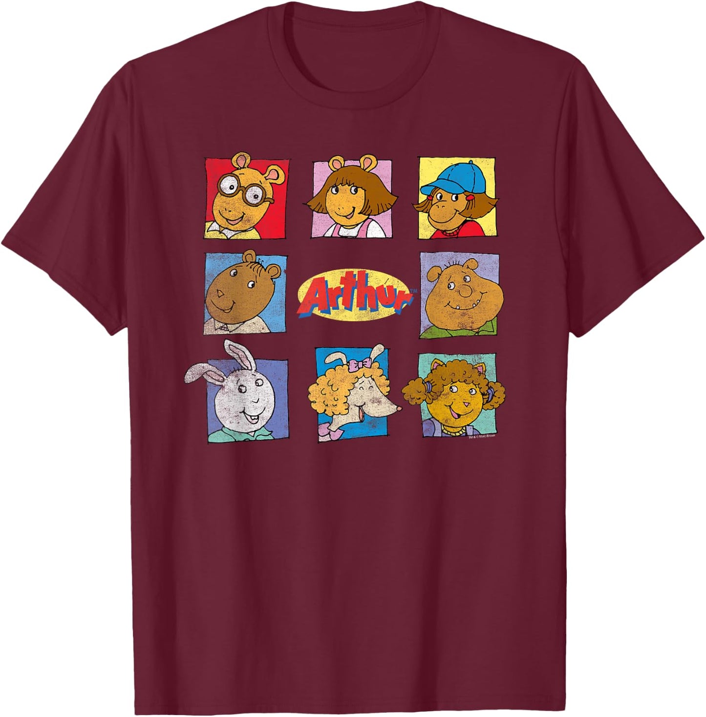 Arthur Arthur & Friends Grid With Logo T-Shirt - T-Shirt | Maroon