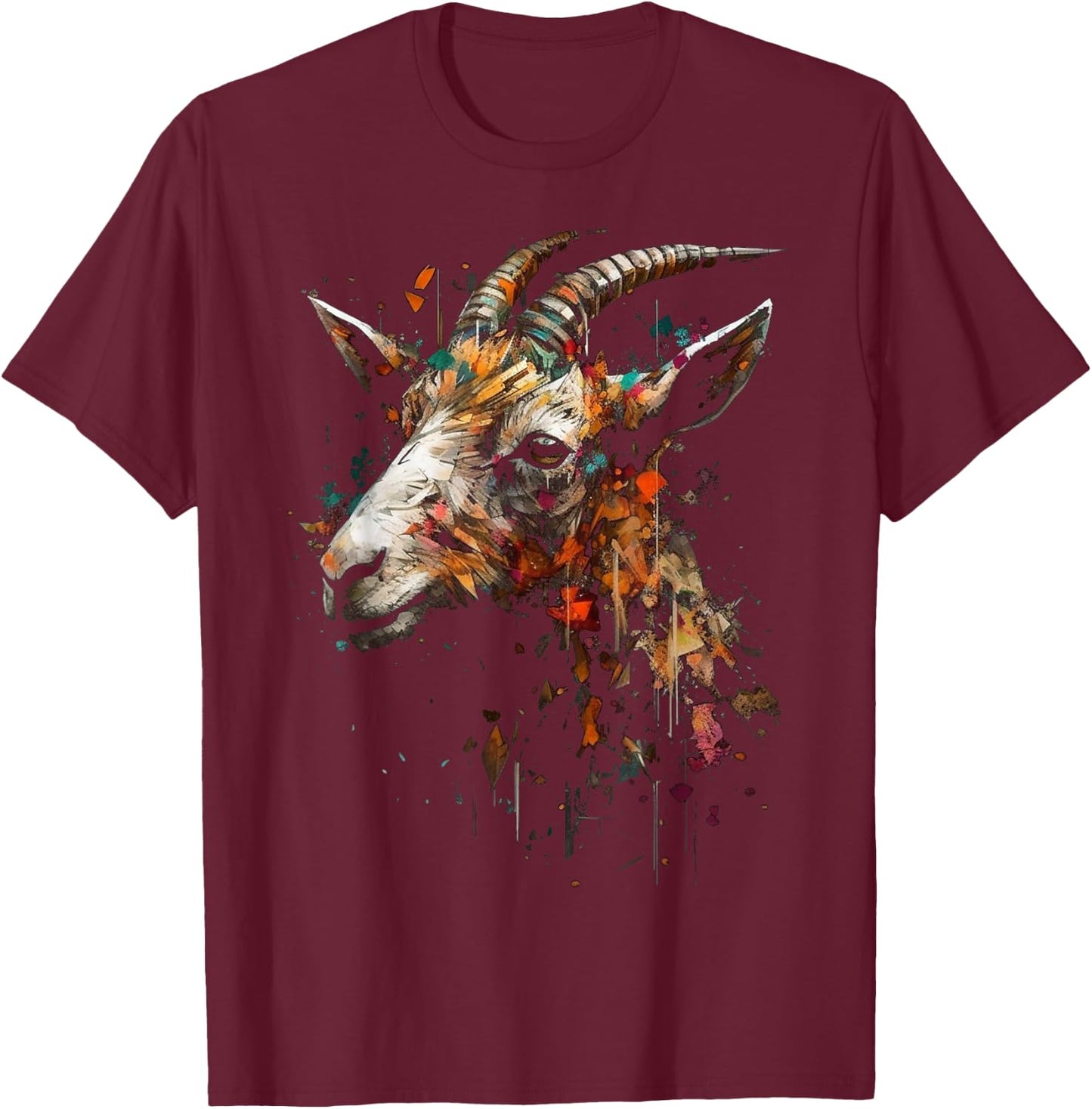 Goat art - animal farm motif goat T-Shirt - T-Shirt | Maroon