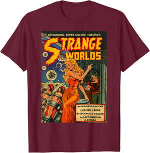 Sci Fi Pin Up Girl Science Fiction Vintage Horror Comic Book T-Shirt - T-Shirt | Maroon