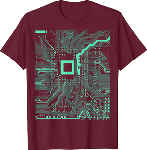 Computer Circuit Board Electronics Technician T-Shirt - T-Shirt | Maroon