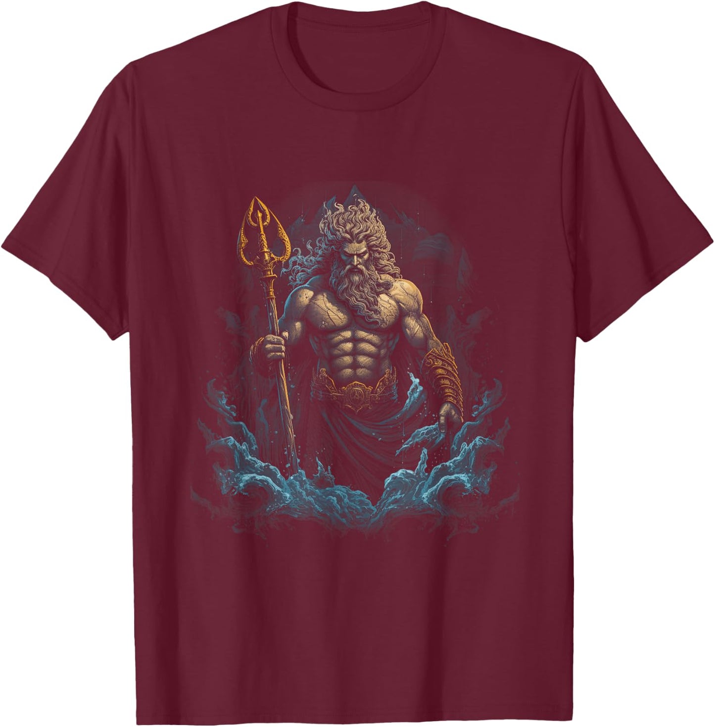 Greek Poseidon Ancient Greece , black T-Shirt - T-Shirt | Maroon