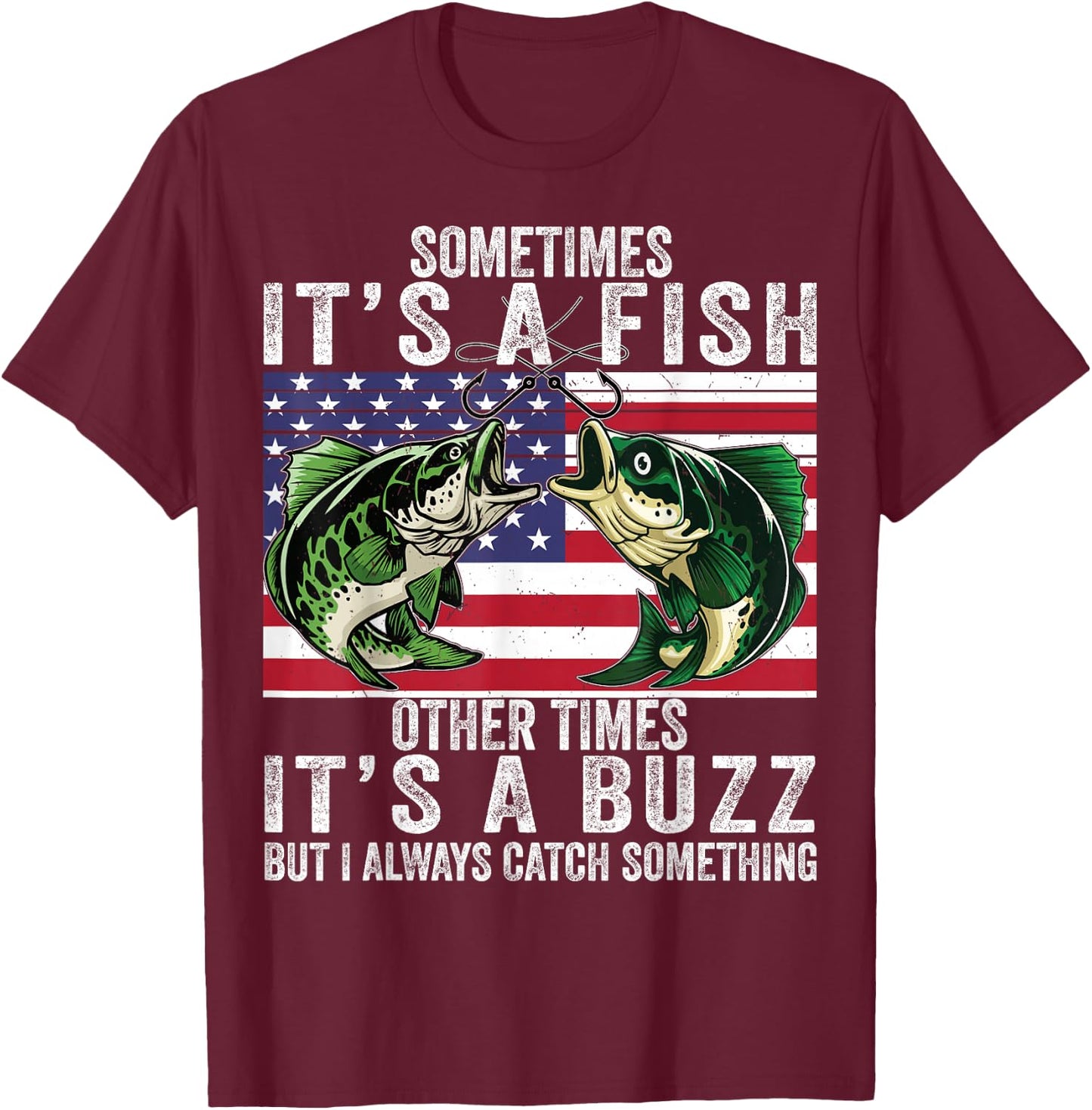 Funny Fishing-Shirt Sometimes It's A Fish Bass Adult Humor T-Shirt - T-Shirt | Maroon
