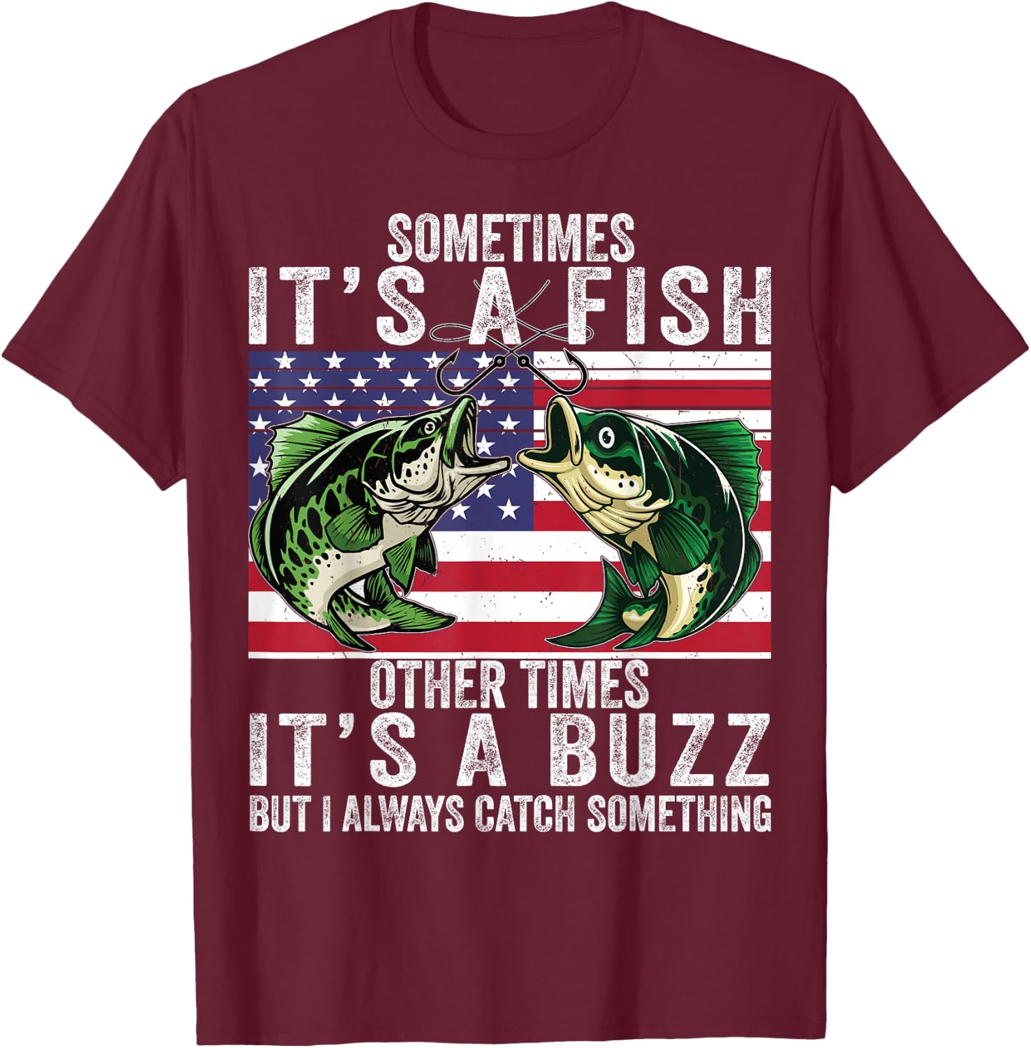 Funny Fishing-Shirt Sometimes It's A Fish Bass Adult Humor T-Shirt - T-Shirt | Maroon