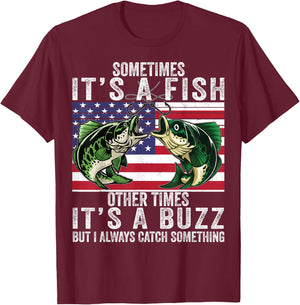 Funny Fishing-Shirt Sometimes It's A Fish Bass Adult Humor T-Shirt - T-Shirt | Maroon