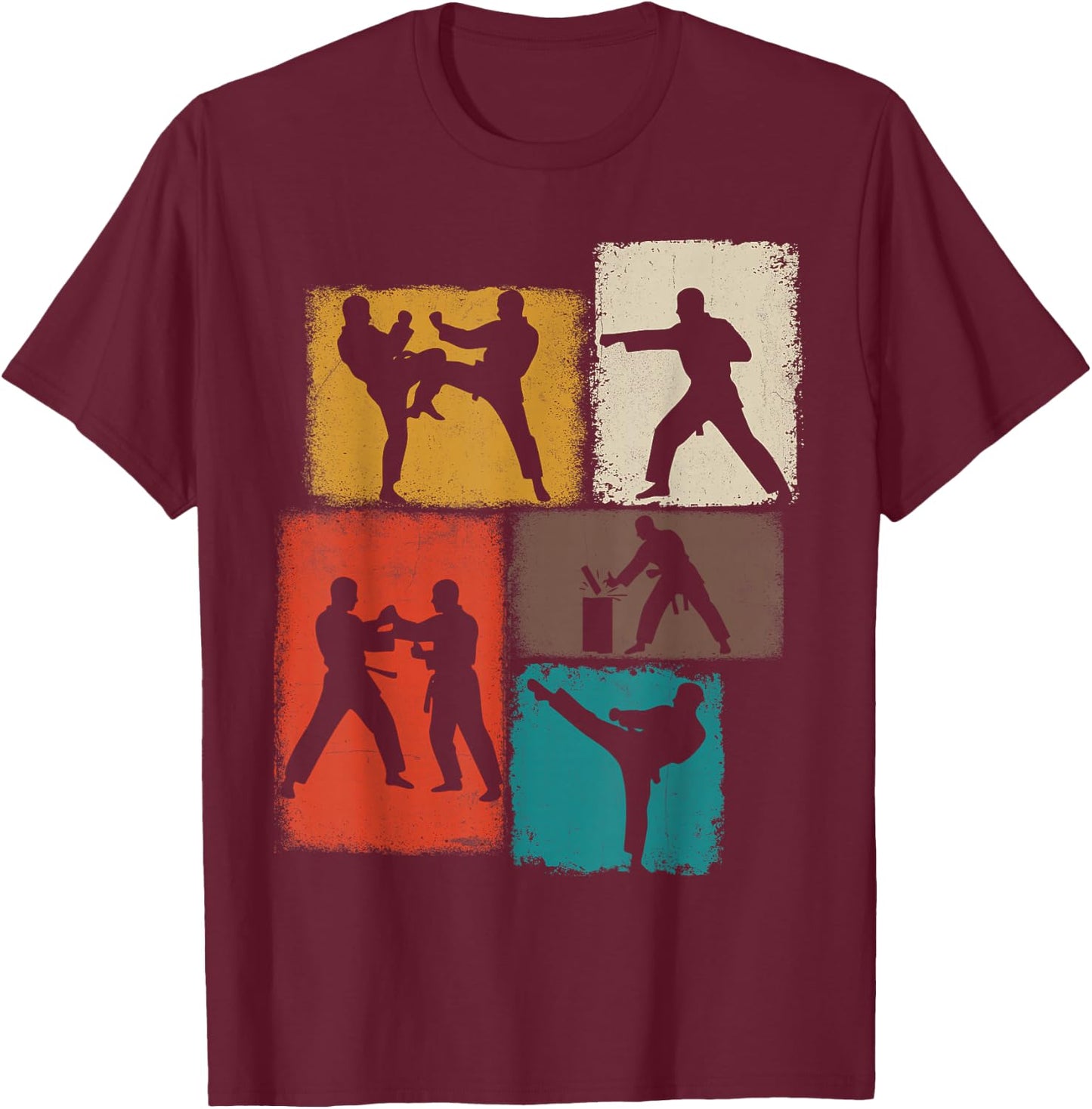 Taekwondo Practitioner Collage Men Kids Coach Youth Boys T-Shirt - T-Shirt | Maroon