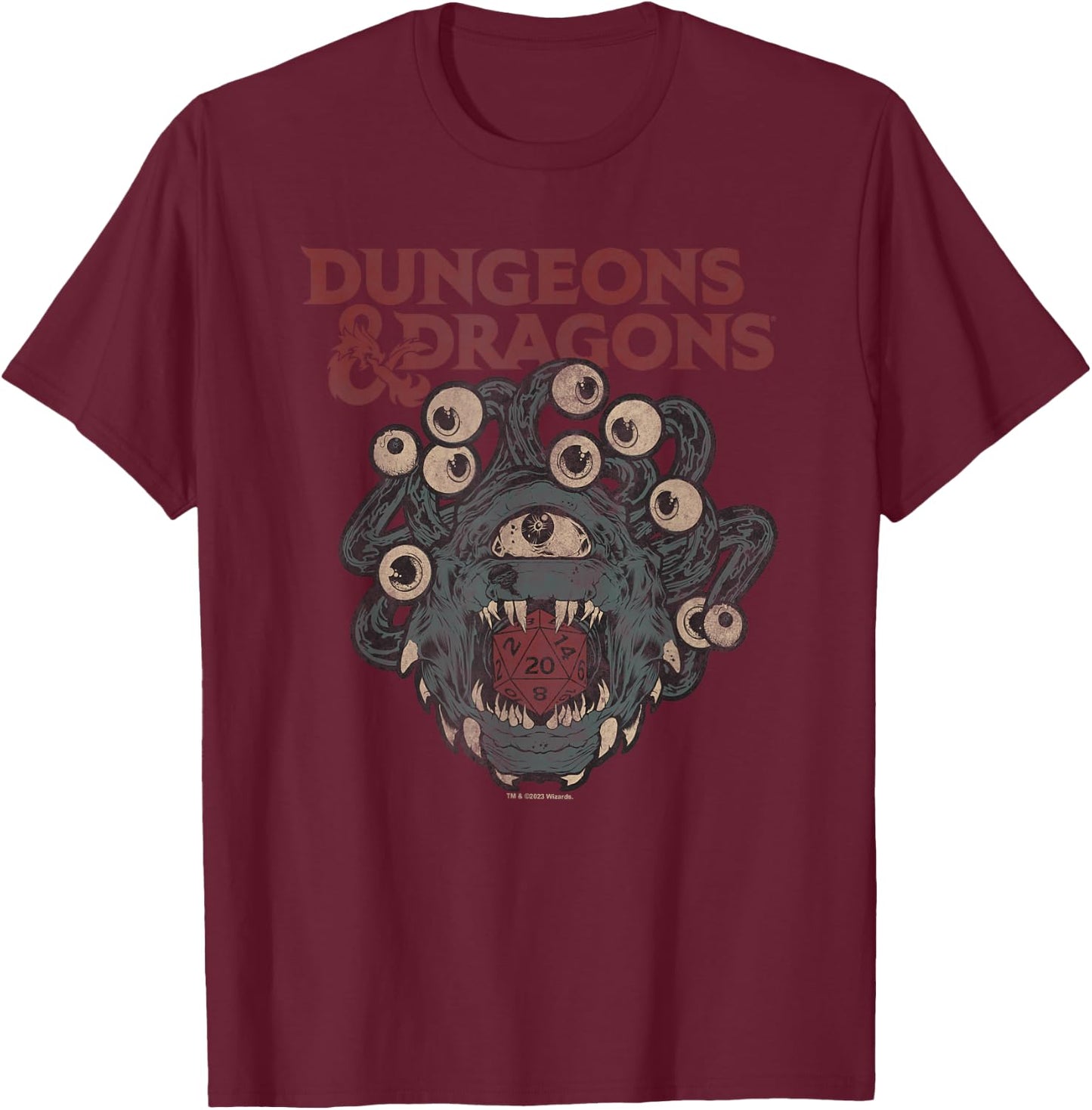 Dungeons & Dragons Beholder Die T-Shirt - T-Shirt | Maroon