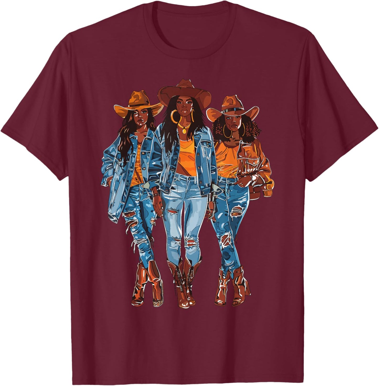 Black Cowgirl Vibes Melanin Black History Texas T-Shirt - T-Shirt | Maroon