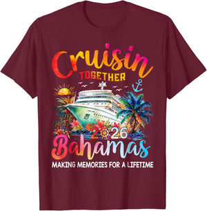Cruisin Together Bahamas 2026 Shirt Family Cruise Vacation T-Shirt - T-Shirt | Maroon