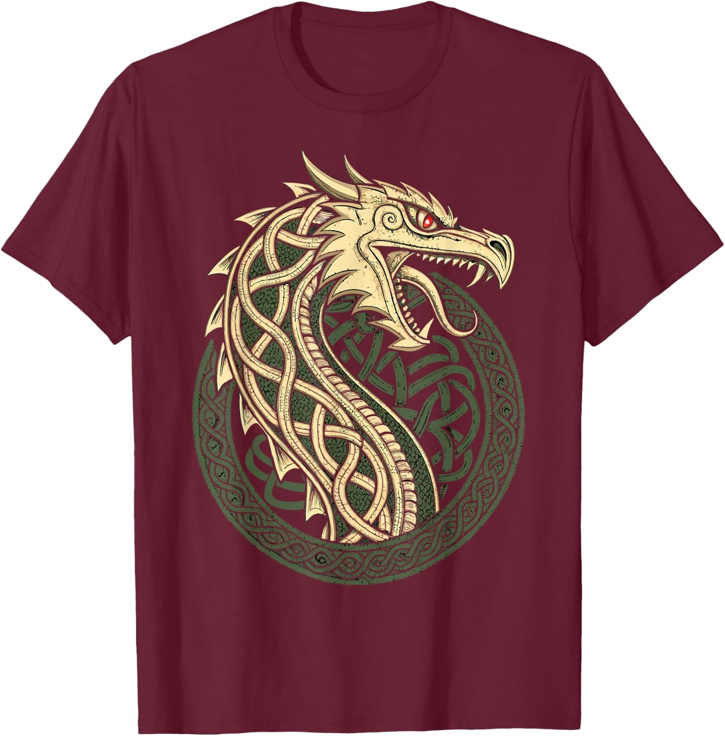 Jörmungandr The World Serpent – Norse Viking Dragon T-Shirt - T-Shirt | Maroon