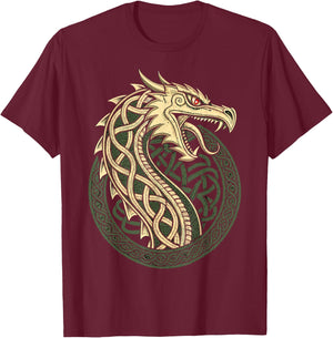 Jörmungandr The World Serpent – Norse Viking Dragon T-Shirt - T-Shirt | Maroon