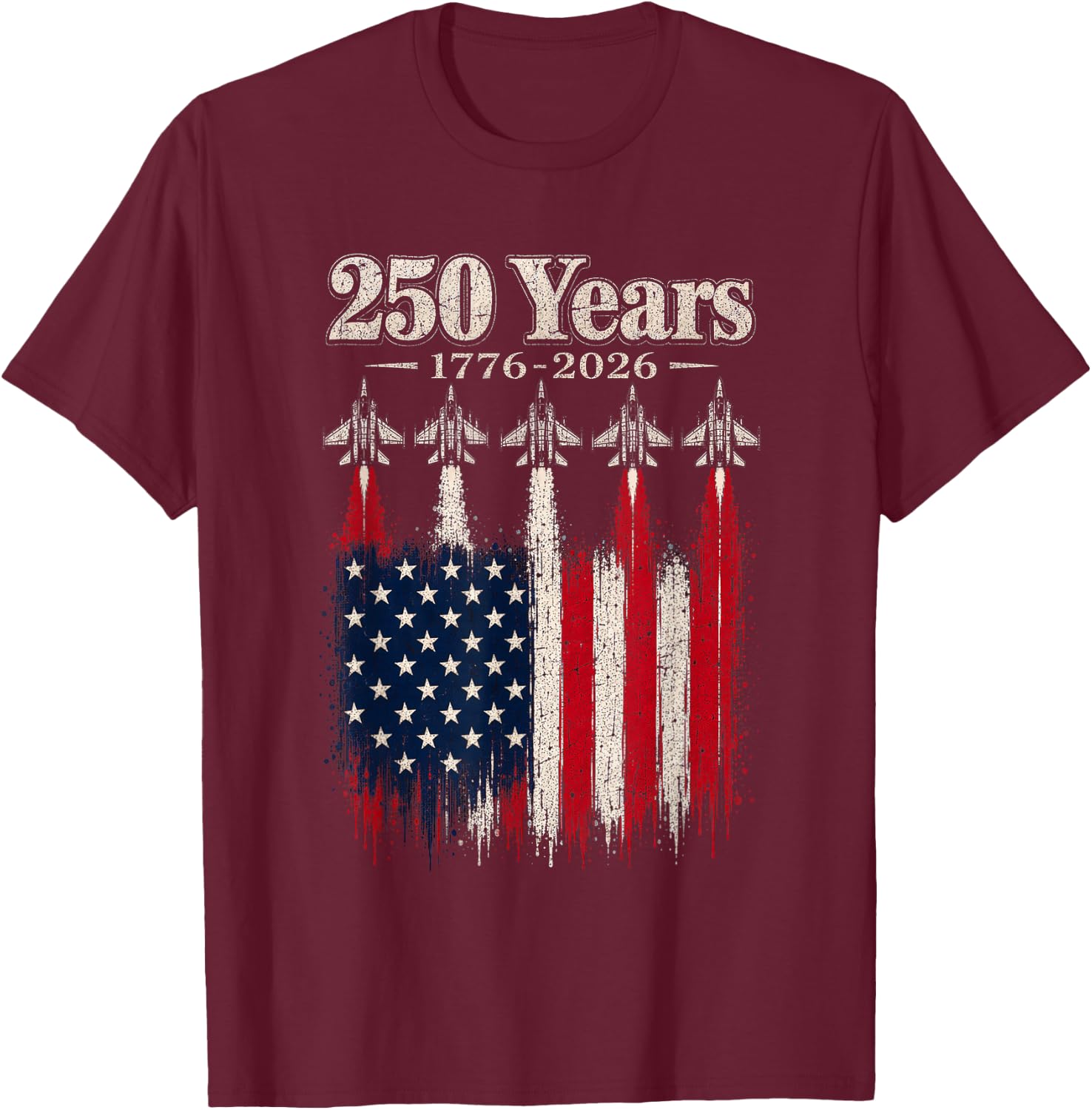 250 Anniversary USA Flag T-Shirt - T-Shirt | Maroon