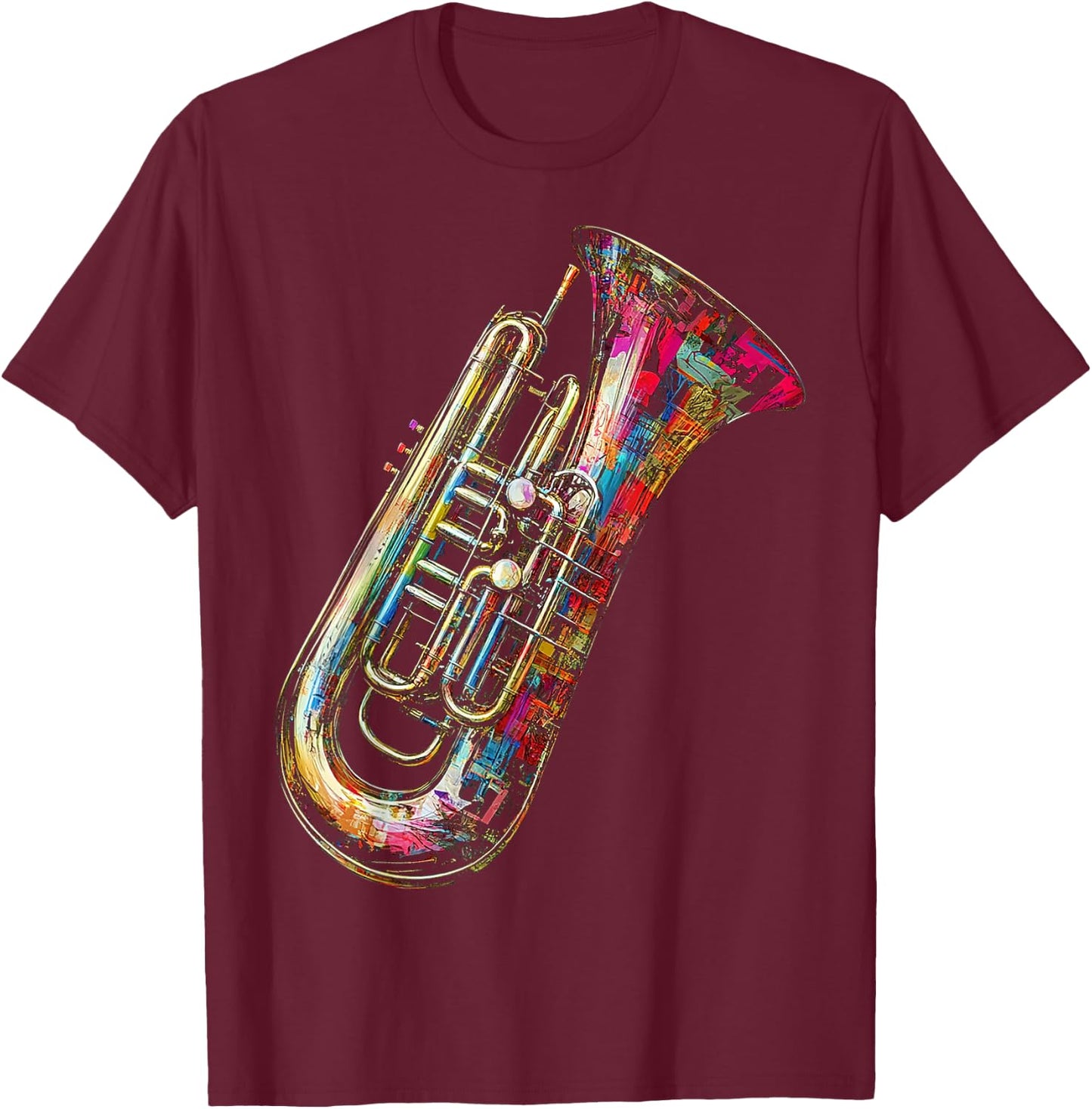 Basse Tuba Instrument de Musique Motif Art Basse Tuba T-Shirt - T-Shirt | Maroon