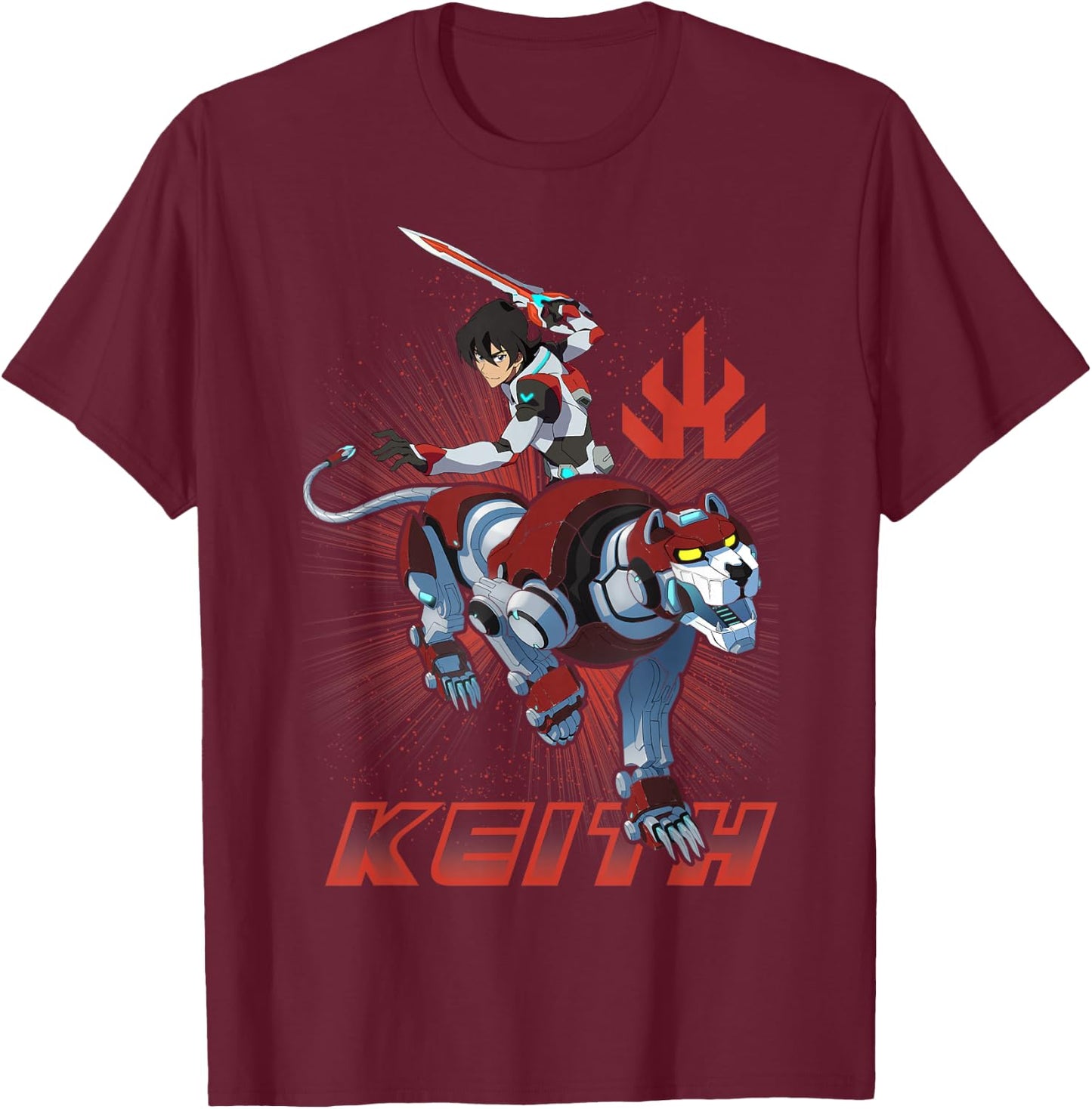 Voltron Legendary Defender Paladin Keith - Black, Small, Men's Classic Fit, Short Sleeve, Cotton, Officially Licensed T-Shirt - T-Shirt | Maroon