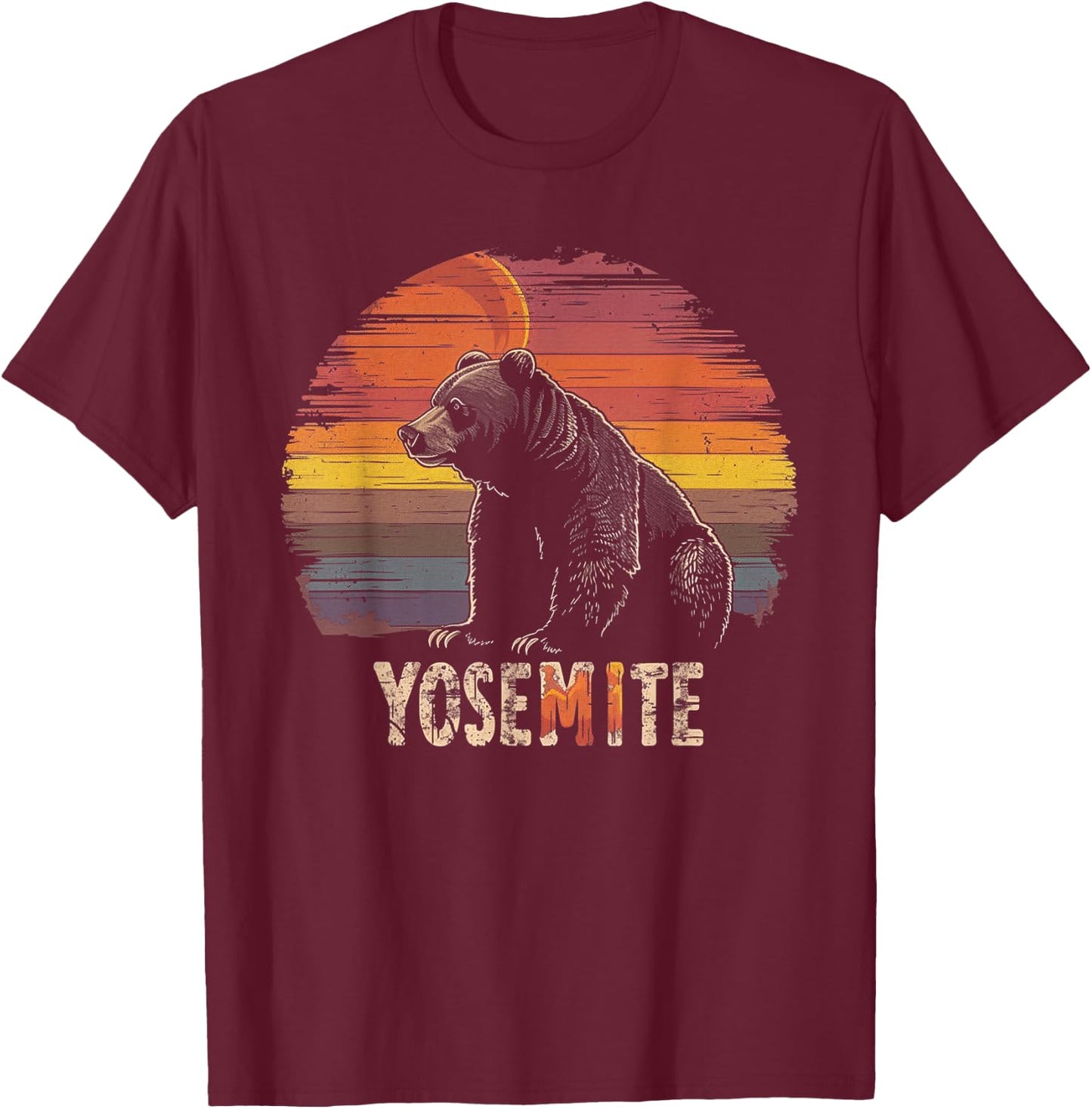 Yosemite - US National Park Vintage Men Women Kids Retro T-Shirt - T-Shirt | Maroon