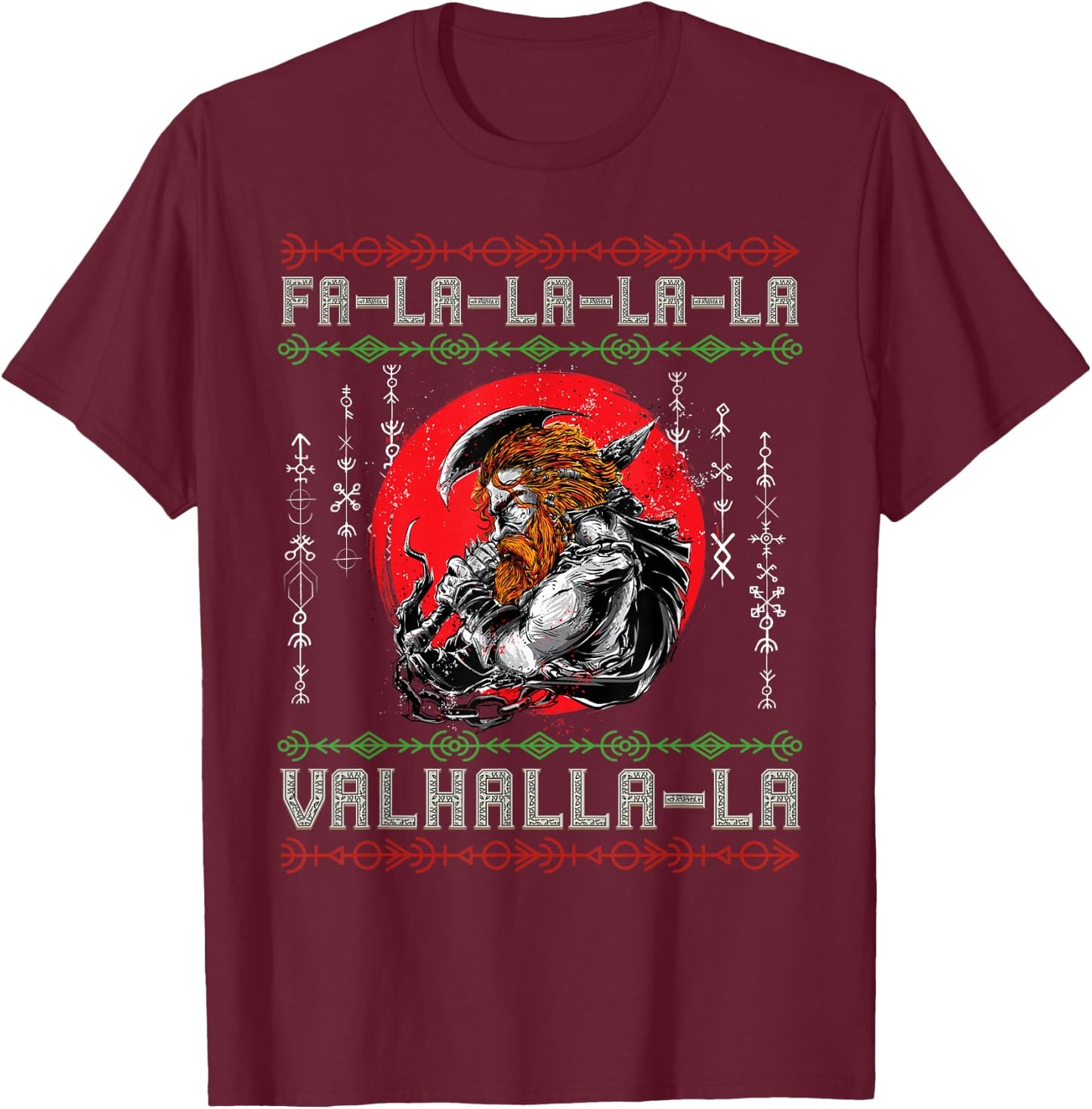 Norse Mythology Viking Nordic Warrior - Pagan Christmas T-Shirt - T-Shirt | Maroon