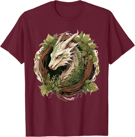 Chinese Wood Dragon Cottagecore Zodiac Sign T-Shirt - T-Shirt | Maroon