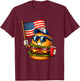 Funny 4th of July Burger Patriotic USA Flag BBQ T-Shirt - T-Shirt | Maroon