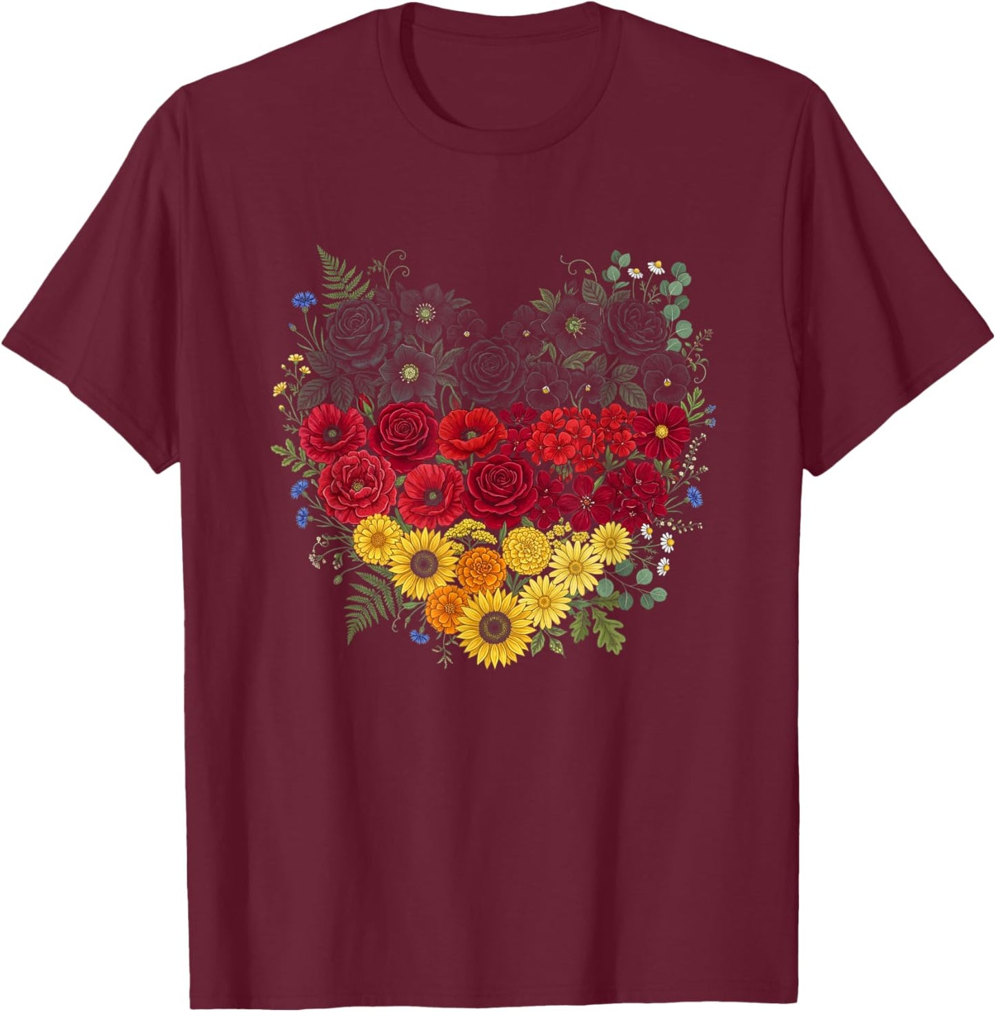 Deutschland Herz mit der Deutschen Flagge Germany T-Shirt - T-Shirt | Maroon
