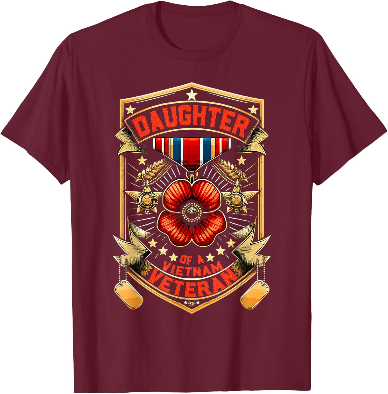 USA Proud Daughter Of A Vietnam Veteran T-Shirt - T-Shirt | Maroon