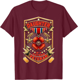 USA Proud Daughter Of A Vietnam Veteran T-Shirt - T-Shirt | Maroon