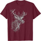 Deer Drawing Animal Zoo Illustration Deer , Black, S T-Shirt - T-Shirt | Maroon