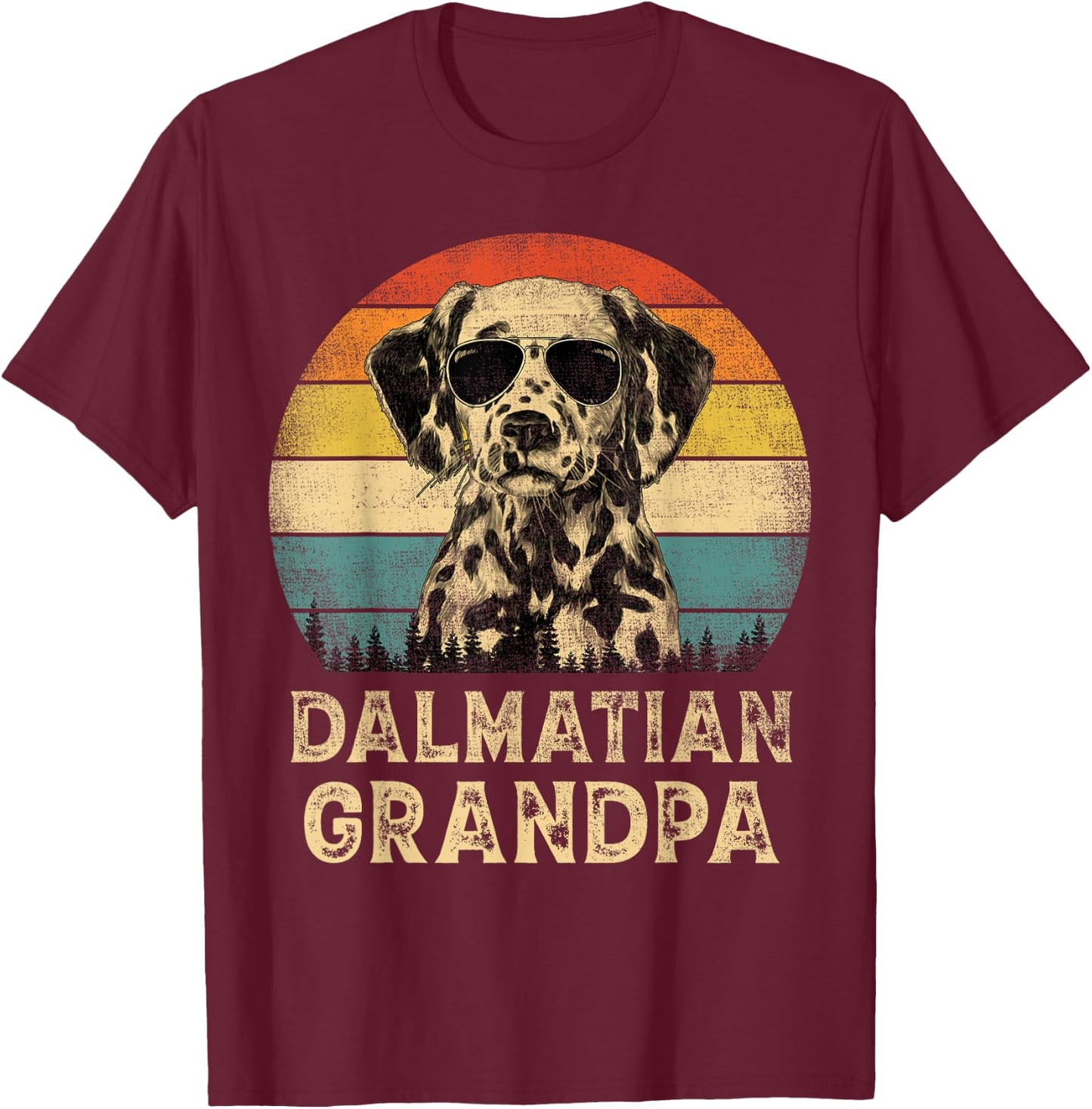 Vintage Dalmatian Grandpa Dog Lovers Father's Day Men Women T-Shirt - T-Shirt | Maroon