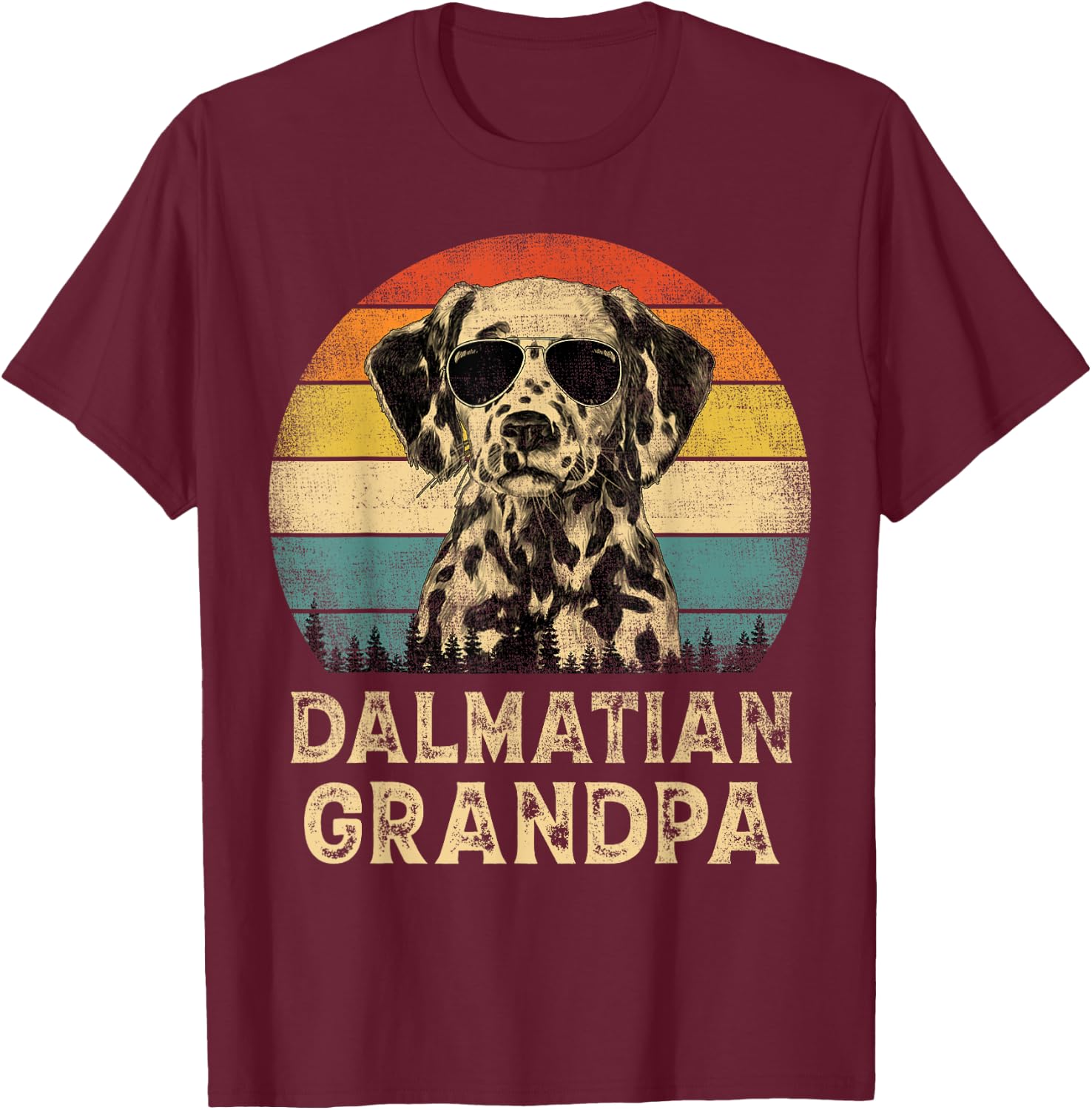 Vintage Dalmatian Grandpa Dog Lovers Father's Day Men Women T-Shirt - T-Shirt | Maroon