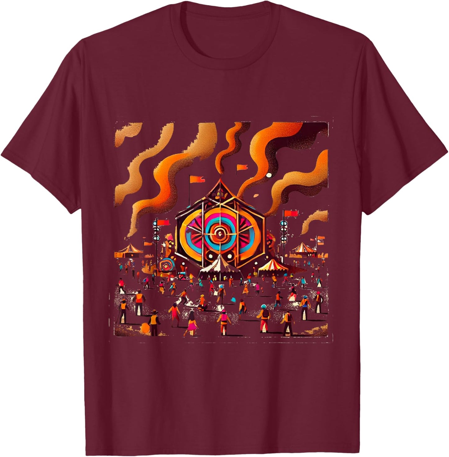 Burning Man , Black, S T-Shirt - T-Shirt | Maroon
