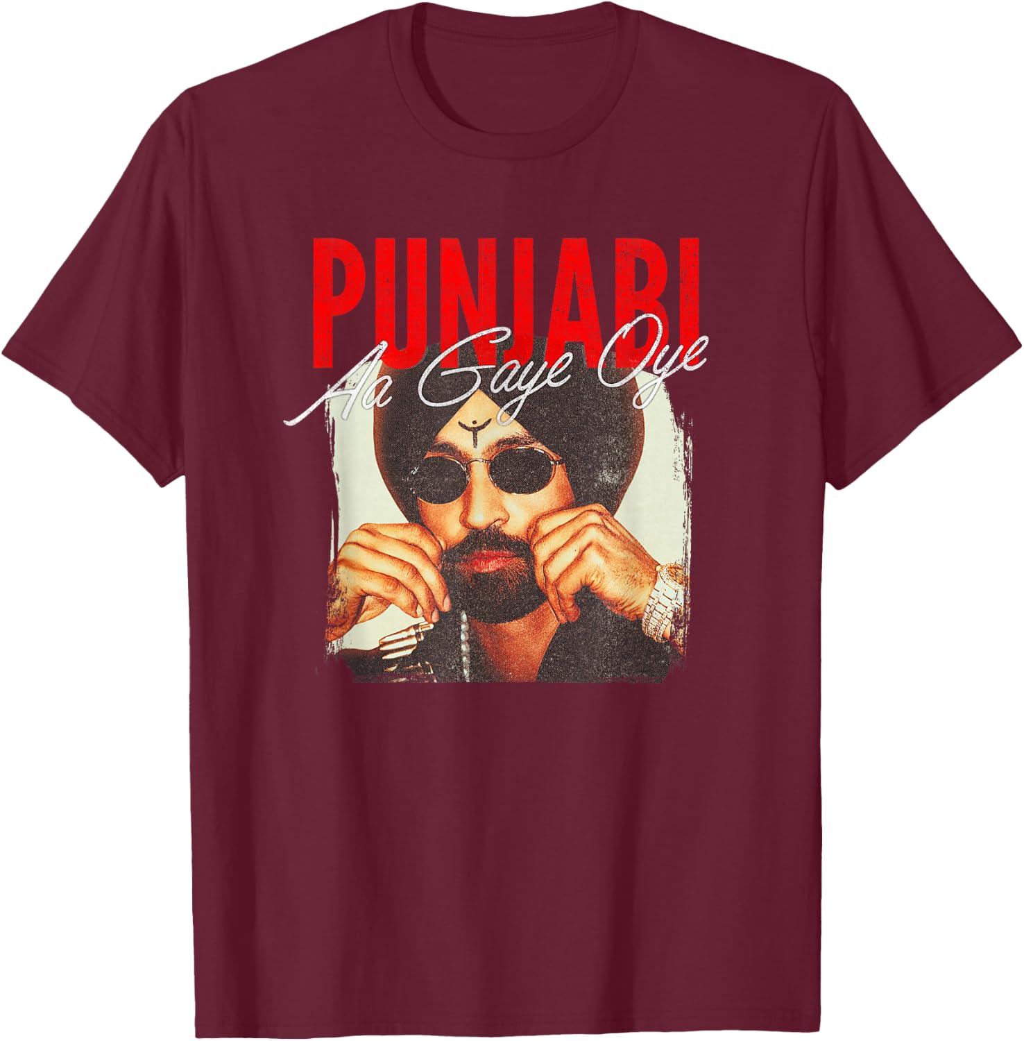 Diljit Aura Punjabi Aa Gaye Oye T-Shirt - T-Shirt | Maroon