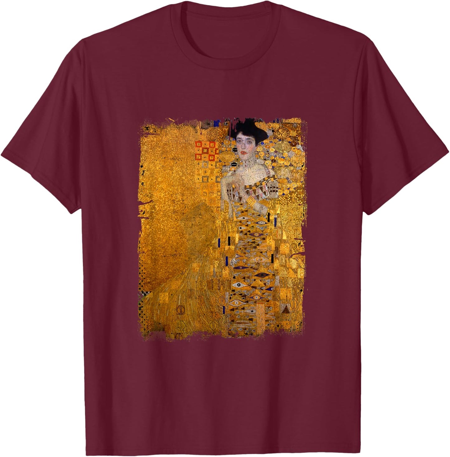 Lady in Gold by Gustav Klimt Famous Painting , black T-Shirt - T-Shirt | Maroon