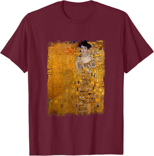 Lady in Gold by Gustav Klimt Famous Painting , black T-Shirt - T-Shirt | Maroon