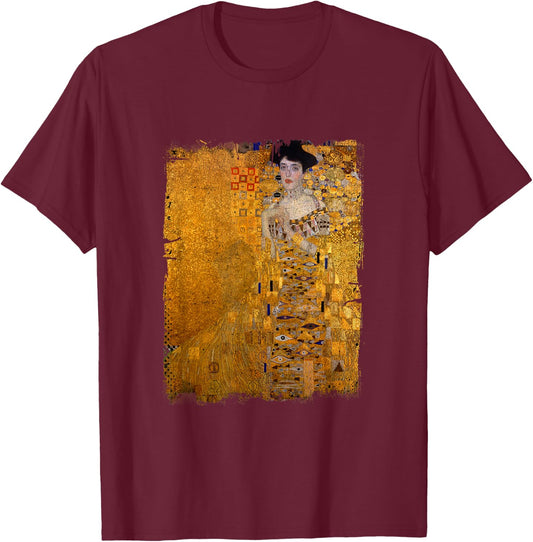 Lady in Gold by Gustav Klimt Famous Painting , black T-Shirt - T-Shirt | Maroon