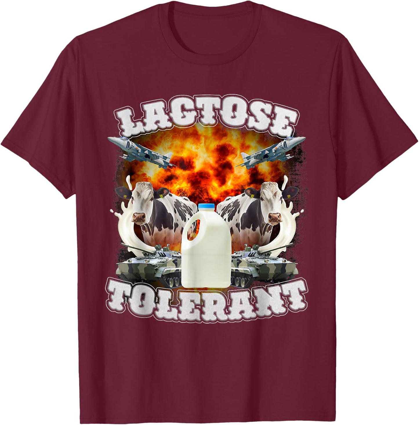 Lactose Tolerant Meme Funny Strange Specific Thanks Meme , black T-Shirt - T-Shirt | Maroon