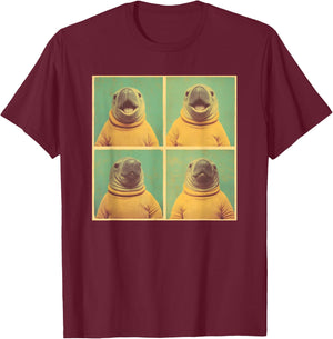 Awkward Sea Animal Photoshoot Funny Manatee T-Shirt - T-Shirt | Maroon