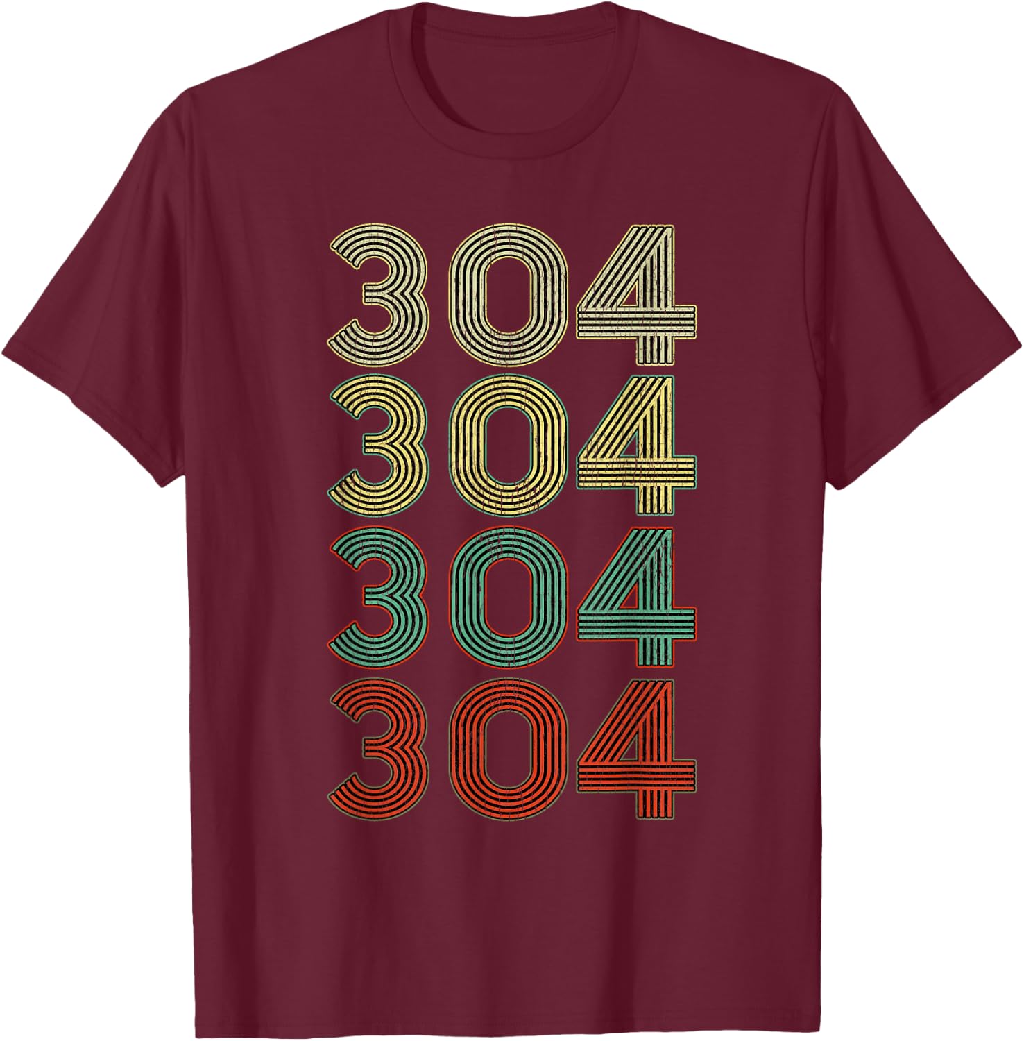 Vintage West Virgina shirt Retro 304 Area Code T-Shirt - T-Shirt | Maroon