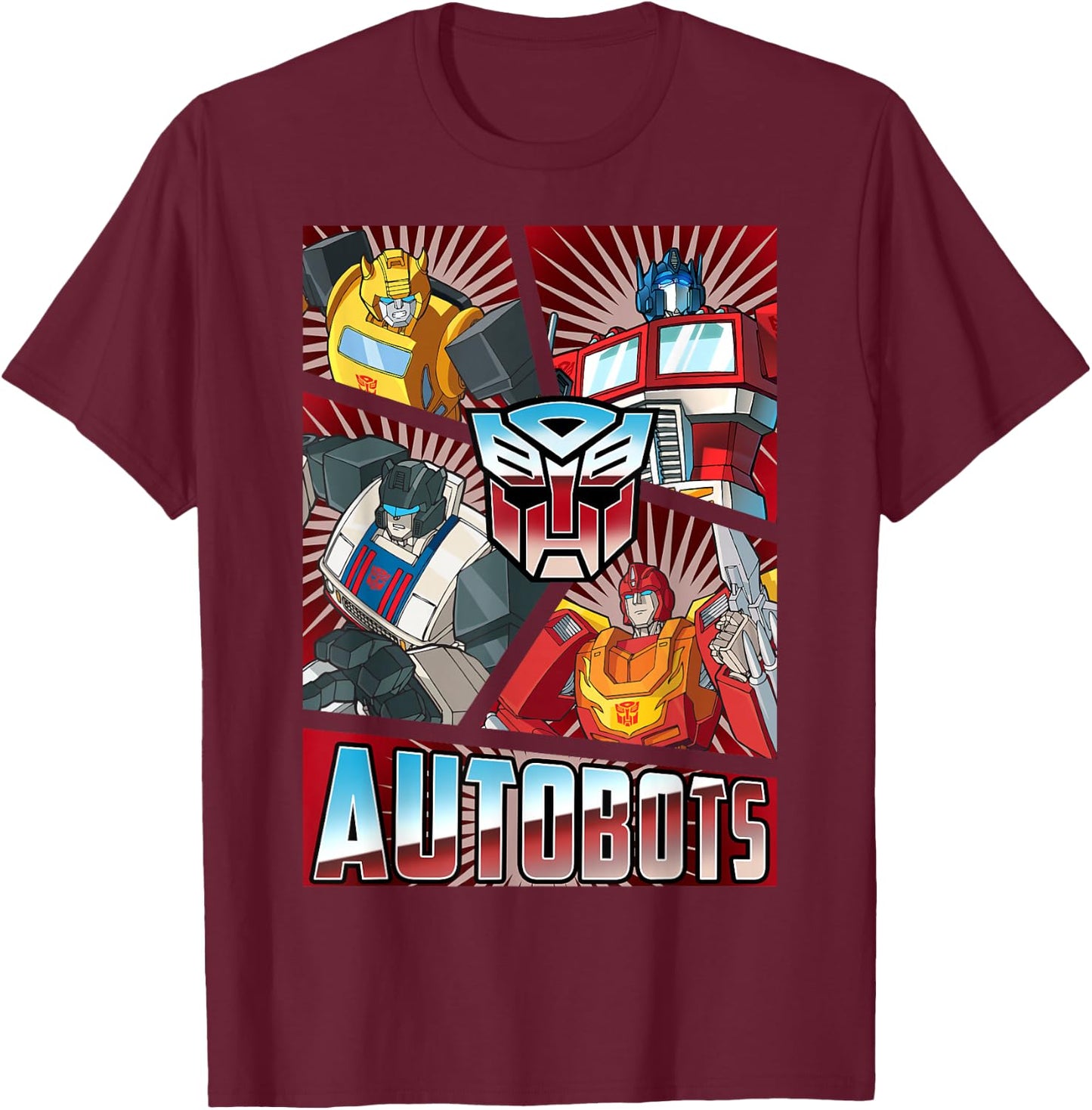 Transformers Autobots Cut Up Retro Vintage Panels T-Shirt - T-Shirt | Maroon