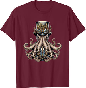 Steampunk Octopus Women Men Kids Steampunk Octopus T-Shirt - T-Shirt | Maroon