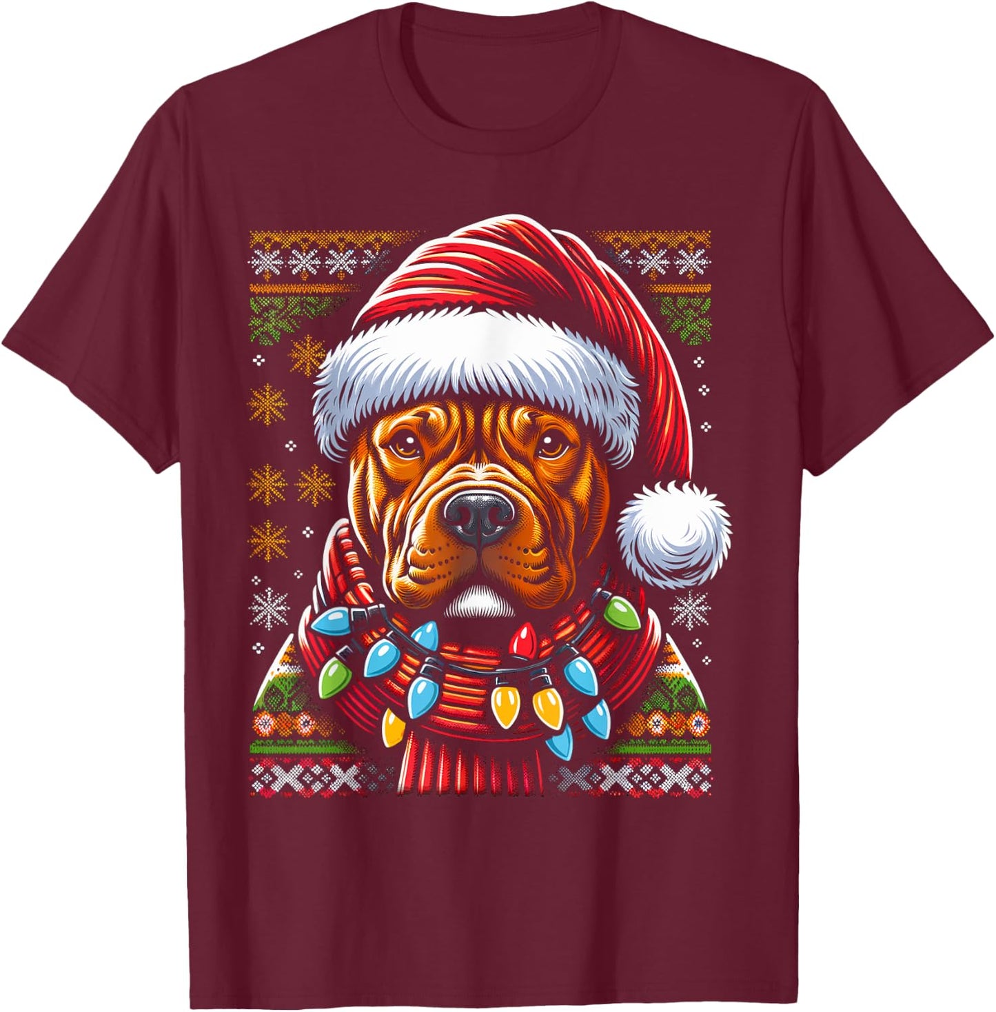 Christmas Pit bull Xmas Pit Bull Mom Dog Lover Santa T-Shirt - T-Shirt | Maroon