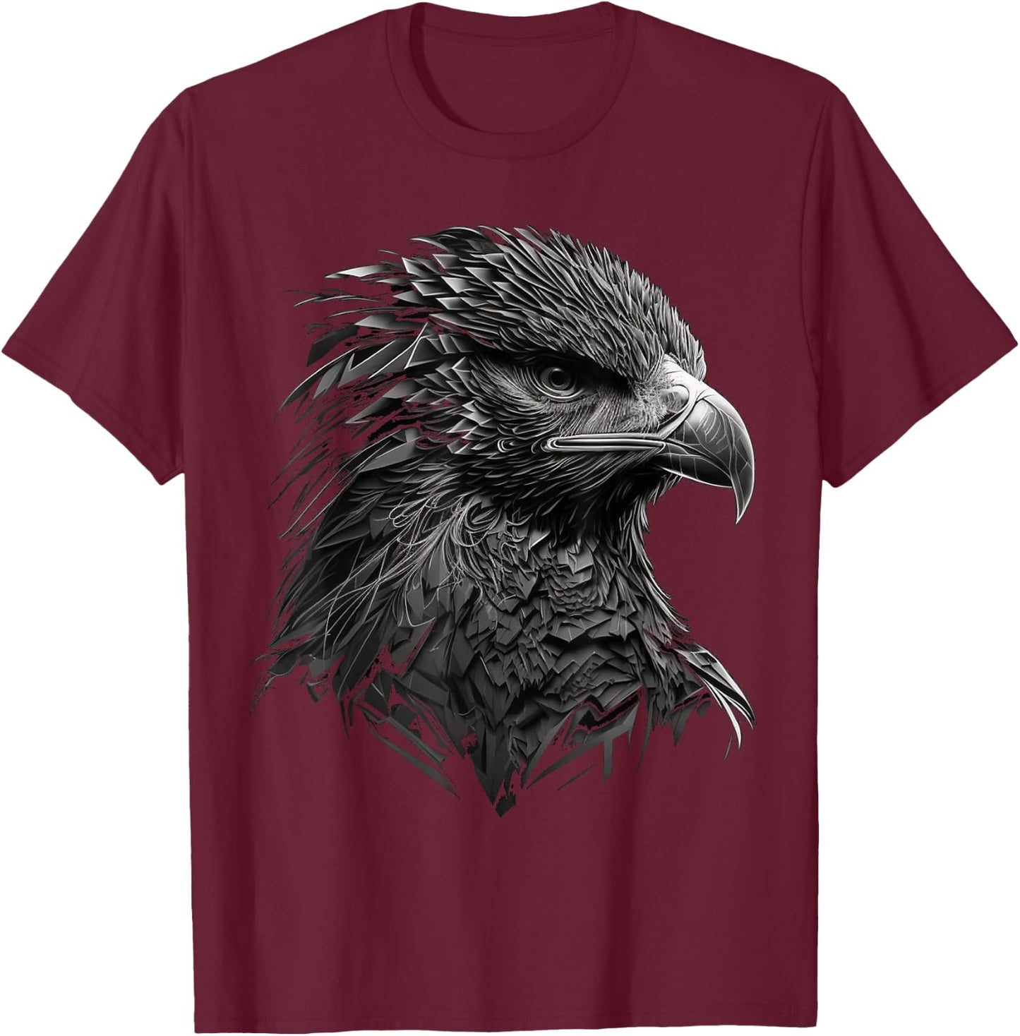 Eagle Bird Hawk Bird Motif Animal , black T-Shirt - T-Shirt | Maroon