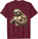 Muscular Sloth Powerlifting Weightlifting Gym Workout T-Shirt - T-Shirt | Maroon