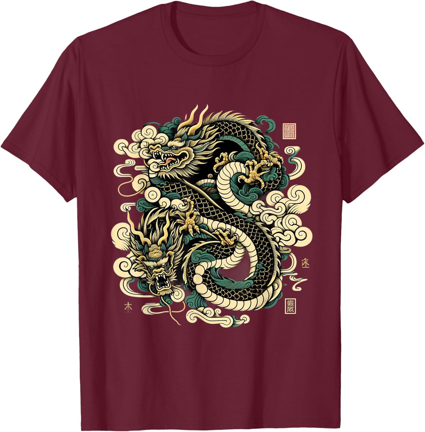 Dragon Aesthetic Japanese Culture Tokyo inspired asian T-Shirt - T-Shirt | Maroon