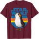 Star Wars Last Jedi Porg Retro Stripes Logo Graphic T-Shirt - T-Shirt | Maroon