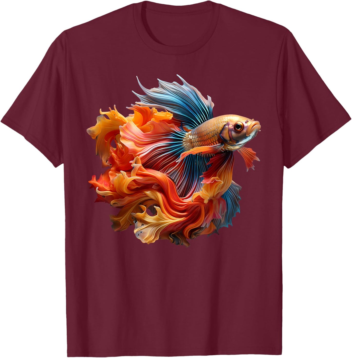 Fish Makes Life Betta Siamese Betta Aquascaping T-Shirt - T-Shirt | Maroon