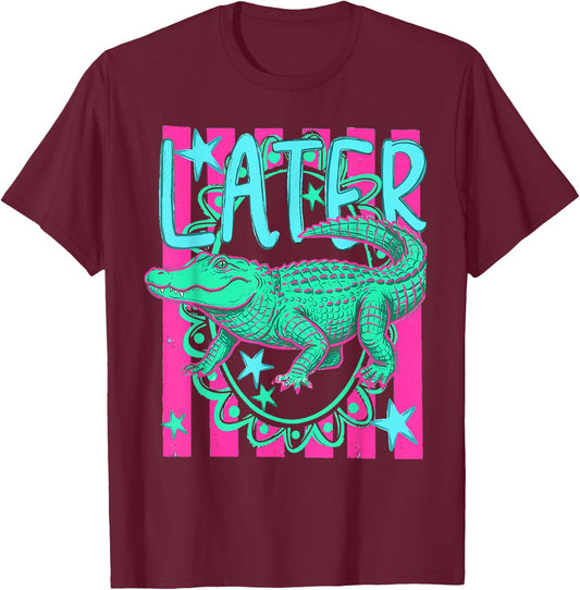Later After While Alligator Hawaii Beach Summer Vacation T-Shirt - T-Shirt | Maroon