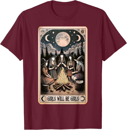 Girl Will Be Girl, Funny Witch, Witchy Vibes T-Shirt - T-Shirt | Maroon