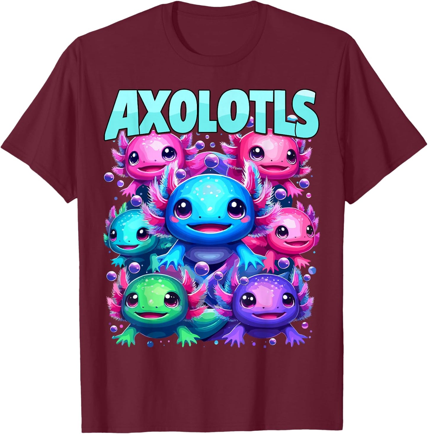 Axolotl Kawaii Funny Axolotls Animals T-Shirt - T-Shirt | Maroon